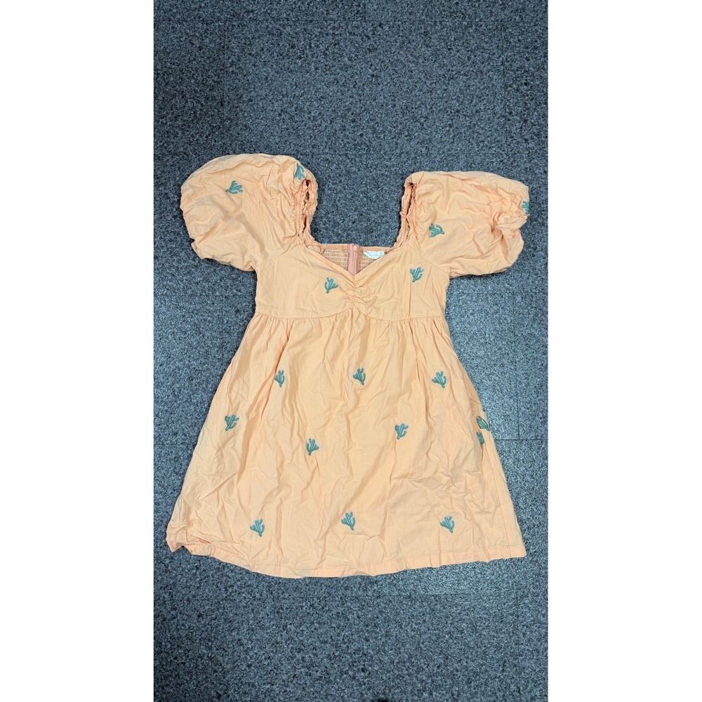Altar'd State Cactus Embroidered Mini Dress Womens Medium Peach Excellent Boho - Picture 5 of 8